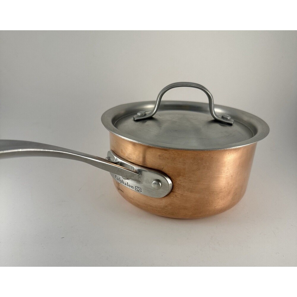 Calphalon Copper Tri-Ply Stainless Steel 1.5 Qt Saucepan w/Lid 6.5" USA